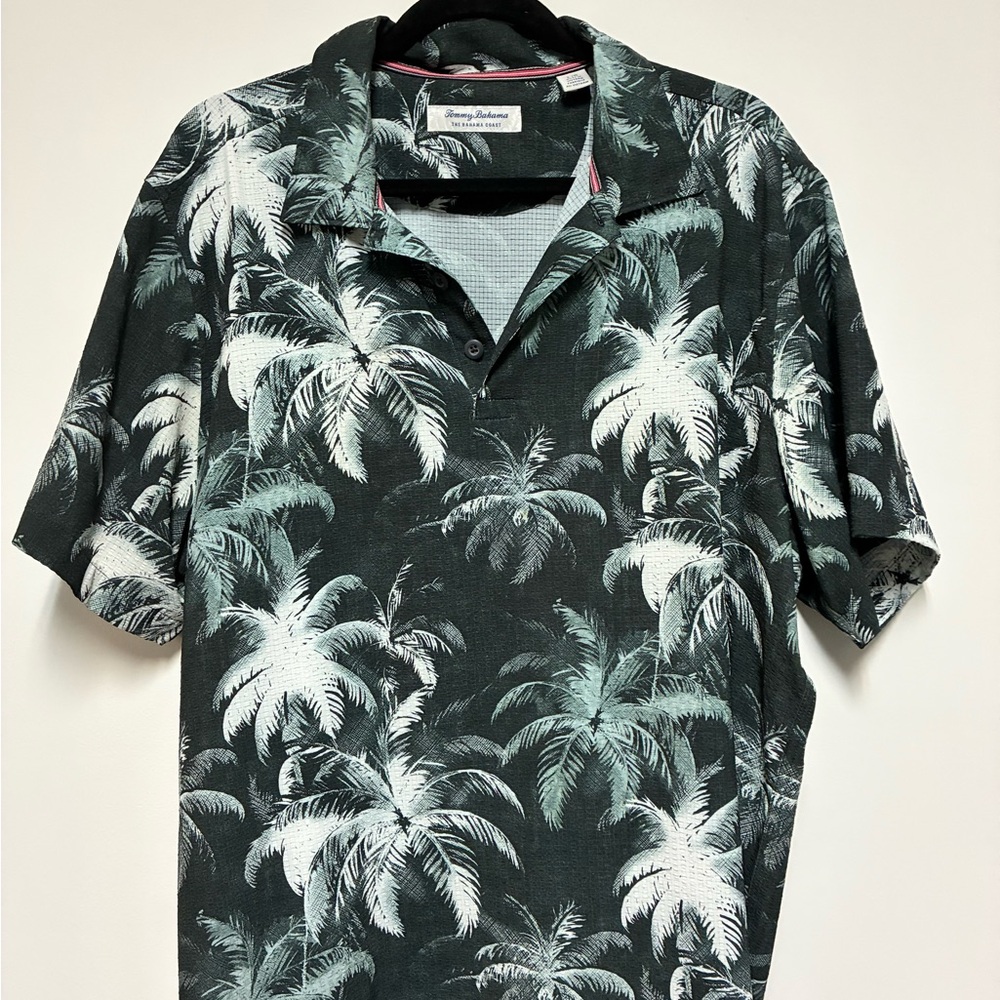 Tommy Bahama Black and White Palm Print Shirt
